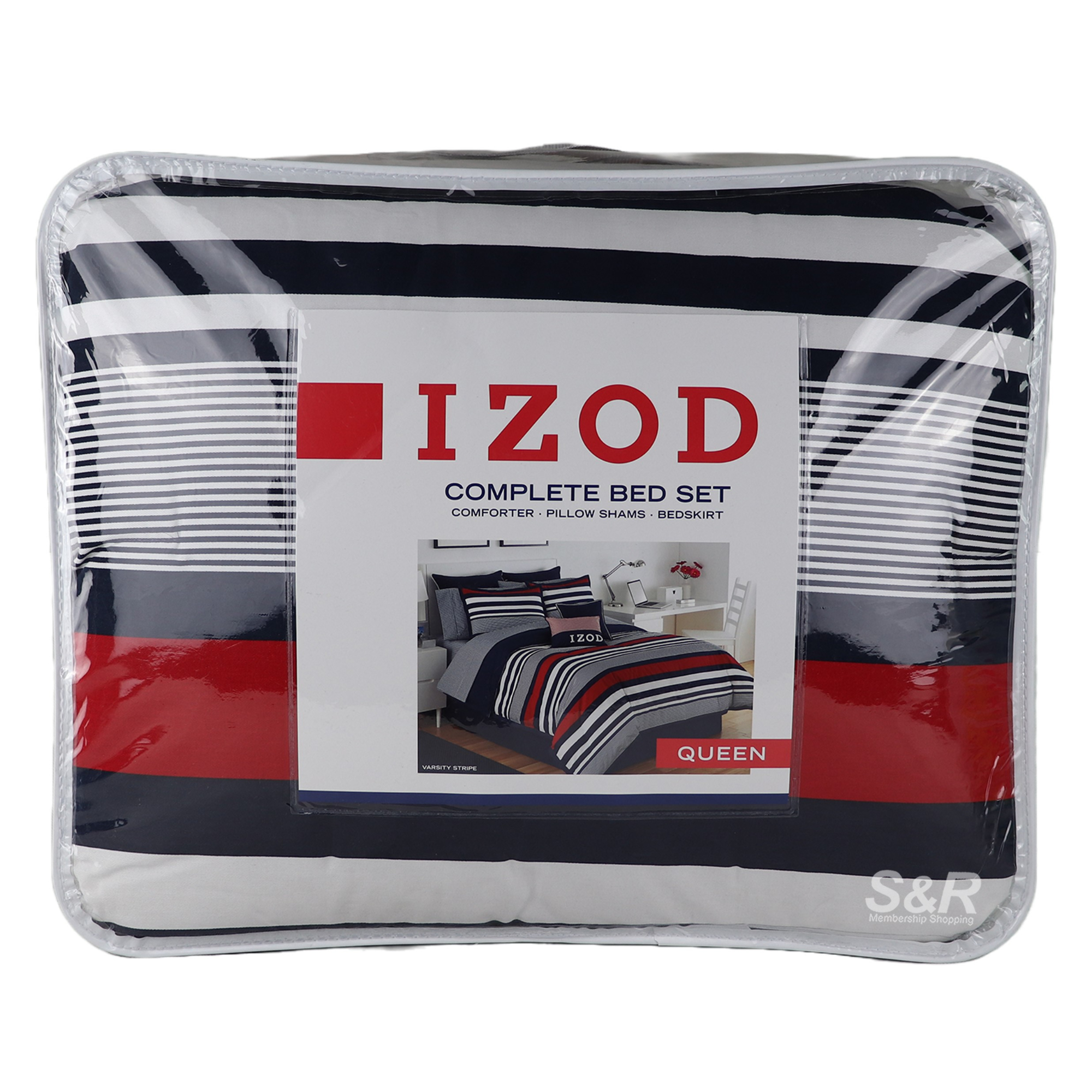IZOD Varsity Stripe Queen Complete Bed Set 4pcs IZOD Varsity Stripe Queen Complete Bed Set 4pcs